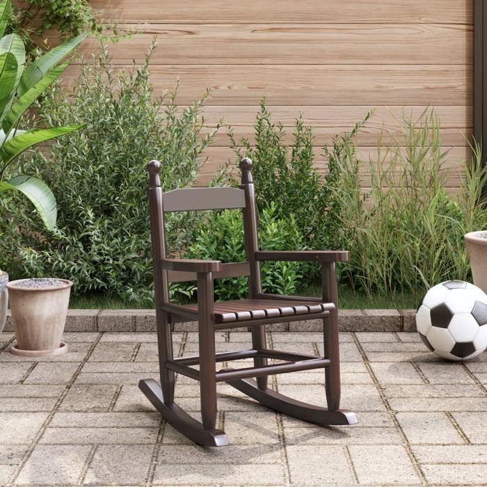 VidaXL Chaise à bascule enfants marron bois de peuplier massif, fauteuil à bascule, chaise à bascule d'extérieur, chaise à 4008880