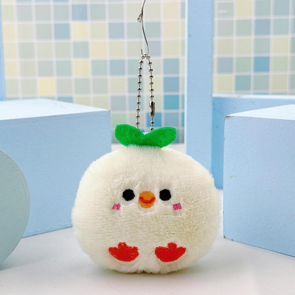 Versatile Plush Green Leaf Chick Keychain: Unisex Charm, Couple Pendant, Backpack Accessory, Chicken Doll, Bouquet Accent.