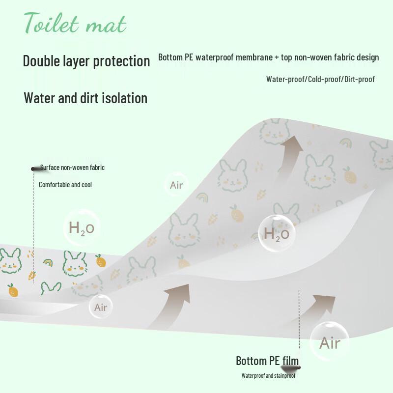 Disposable Waterproof Toilet Seat Covers with Green Rabbit Print
