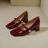 Fashion Women Mary Jane Heels Shoes 2024 New Fashion Solid Chunky Heeled Shoes for Women Spring Luxury Party Wedding Ladies Shoes