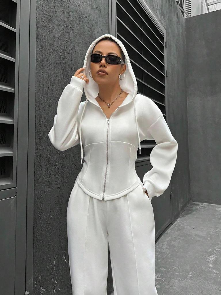 Women's Hooded Sweatshirt and Jogger Set, 6-Color Lounge Two-Piece Outfit