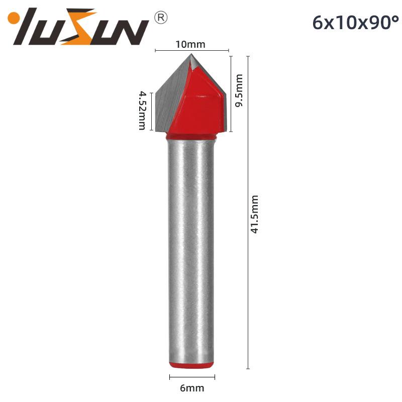 6mm V-Groove Bit Woodworking Cutter - 3D Engraving Knife, V-Shaped, 60/90 Degrees, 6 Patterns