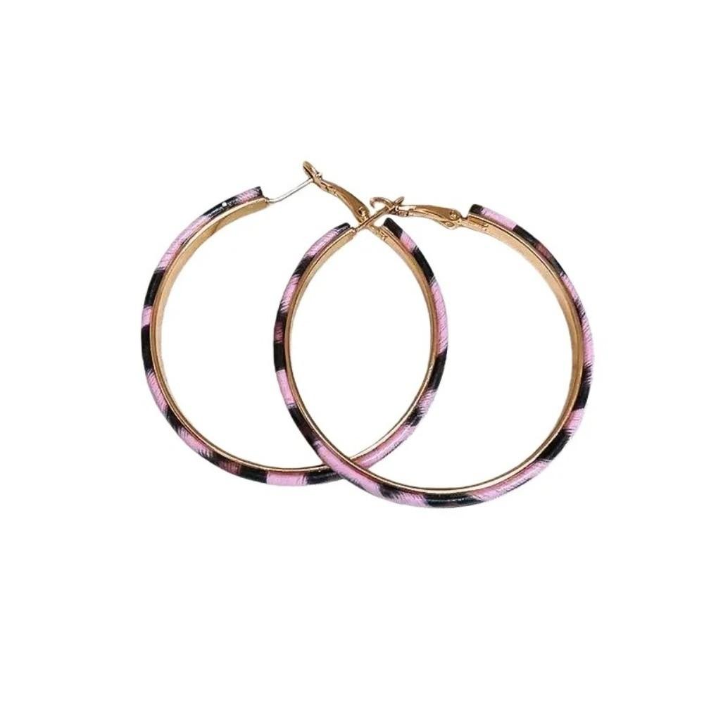 PU Leather Hoop Earrings Leopard Print Round Hoop Earrings Fashion Hoop Earrings For Women