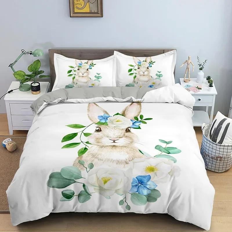 Collezione Biancheria da Letto Cane Coniglio Carino Cartone Animato Nordico King Singolo Twin 90135150 Copriletto 240220 Copripiumino Per Ragazza Ragazzo Bambino Adolescenti Regalo