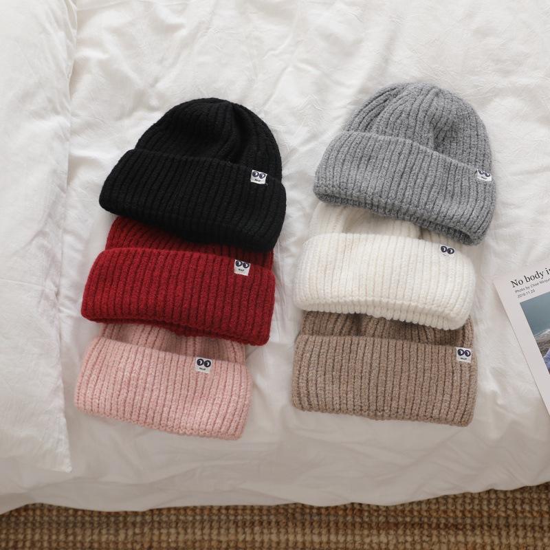 Large Head Circumference Thick Line Knitted Hat Men's Winter Thickened Warm Woolen Hat Simple Pullover Hat Cold Hat Women's Face Small