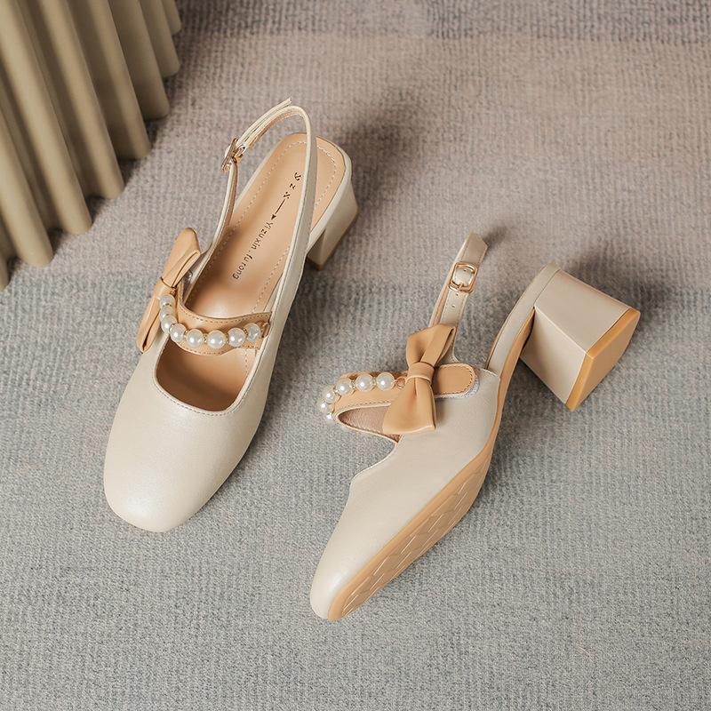 

Ping for Huizhou women s shoes heels wear cool slippers women s thick heels square head summer new bag head sandals women 34 абрикосовый