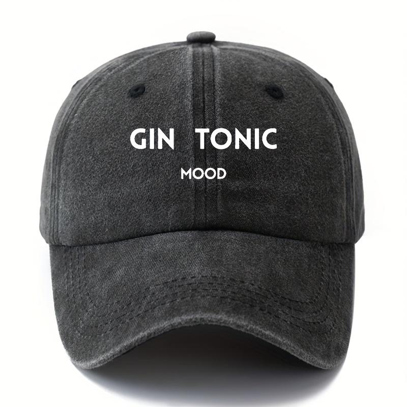 Унисекс Модная и Универсальная Бейсболка с Принтом Букв GIN TONIC MOOD Шляпа для улицы с изогнутым козырьком чёрный