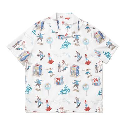 Li Ning X Phil Hackett Collaboration Skateboard Series Loose Comfortable Casual Short Sleeve Shirt Men Shirts Standard-White ASHU035-2