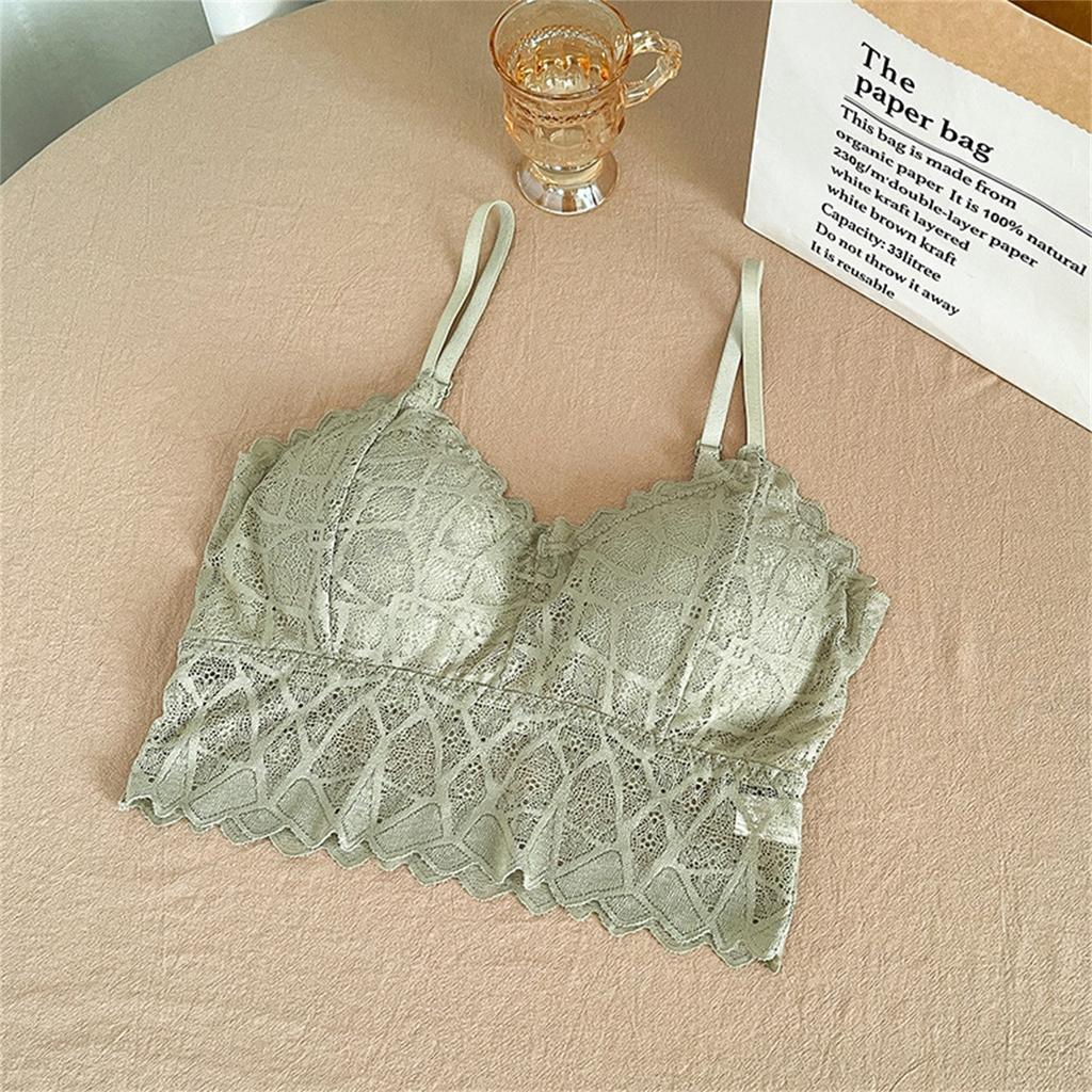 Lace Bra Women's Lace Bandeau Bra With Straps And Removable Padding