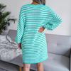 Women's Spring High Waist Pleated Dress Short Sleeve O Neck Knee Length Solid Color Butterfly Print