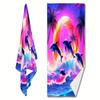 Psychedelic Dolphin Sunset Bath Towel - Soft, Super Absorbent & Vibrant Design for Relaxation & Unique Home Decor