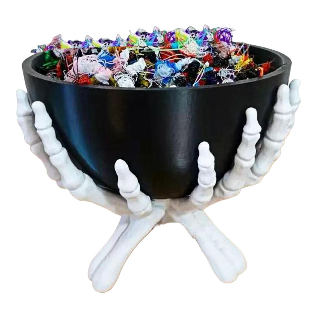 Halloween Candy Bowl Gothic Skeleton Hands Candy Storage Holder Multifunctional Halloween Organizer Holder Scary Home Decoration