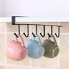 1 Pack Hanging Hooks Rack Under Cupboard Cabinet Cup Holder 6 Hooks Drilling Free Coffee Mug Holder Kitchen Utensil Storage Organizer Hook Rack