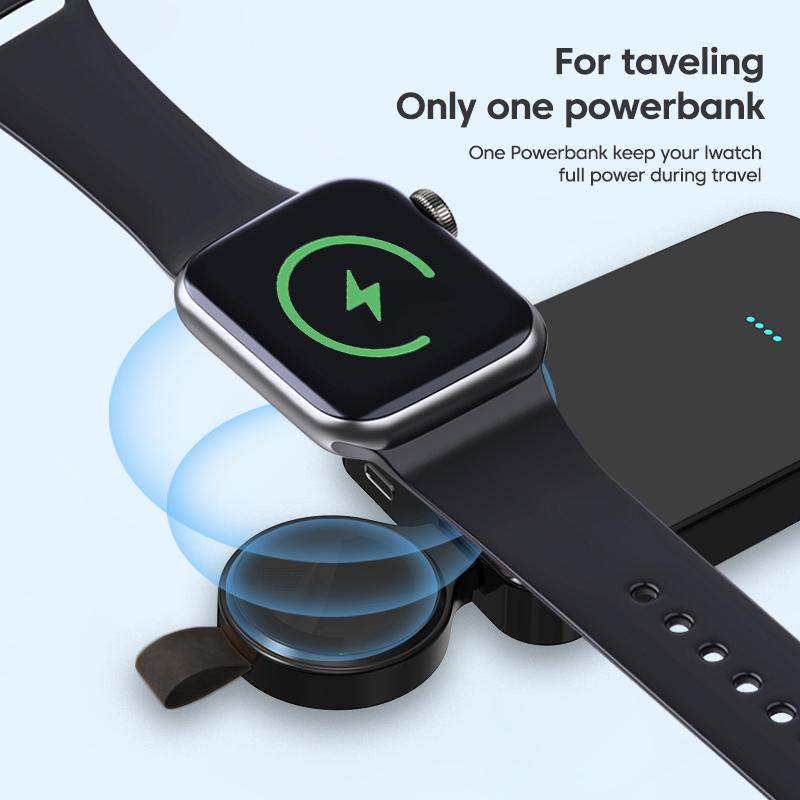 Mini Portable Magnetic Wireless Charger For Apple Watch 9 8 7 6 5 4 SE 3 2 1 USB-C Charging Dock For iWatch 45mm 44mm 40mm For Iwatch Charger Fast