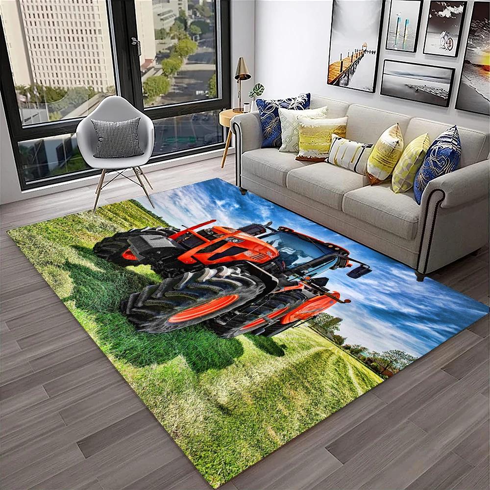 3D Retro Auto Traktor LKW Serie Teppich für Zuhause Wohnzimmer Schlafzimmer Sofa Fußmatte Dekor, Kinderzimmer Teppich Rutschfeste Bodenmatte