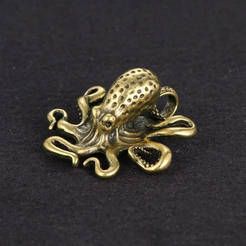 Messing-Oktopus, Antike Bronze Tierornament, Heimdeko, Mini-Bürodeko, Kreativer Schreibtisch, Tierhandwerk für die Teezeremonie