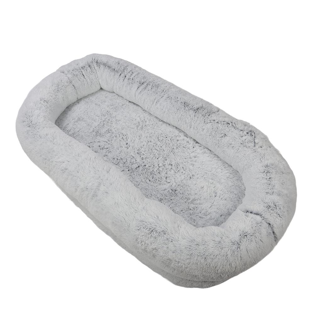 Menschliches Hundebett Weich Gemütlich Nickerchen Rund Schwamm Riesen Fell Hundebett für Erwachsene Haustiere Winter Maschine