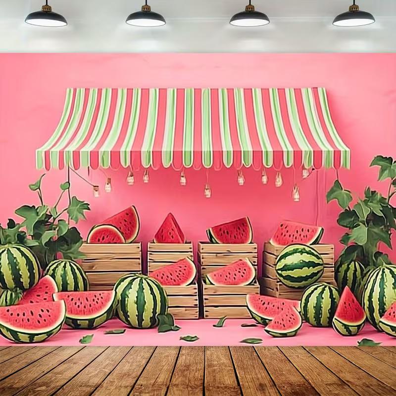 2D Summer Watermelon Stall Photo Backdrop Fruit Party Decor Cloth