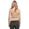 T-shirt femme - Urban Classics - Manches longues asymétriques - Beige - Col V - Ajusté