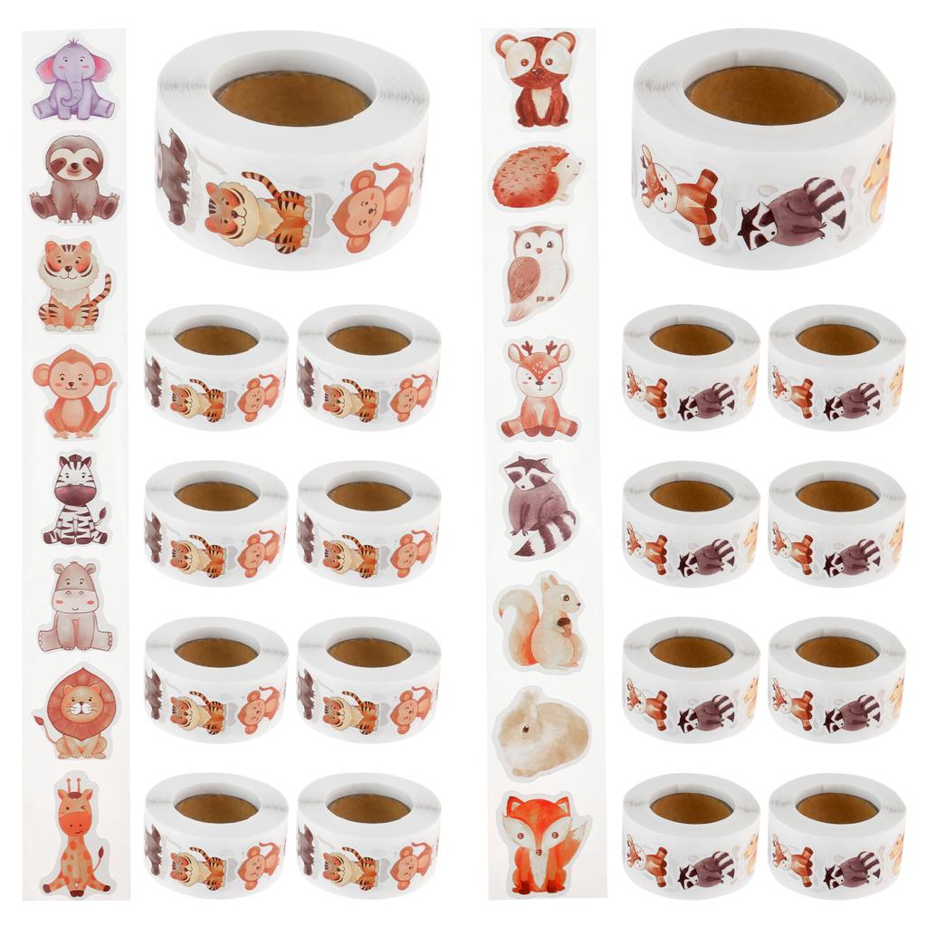 1000/9000pcs Animal Sticker Children's Motivational Sticker Different Pattern Decal for Kid Classroom Cartoon Reward Stickers