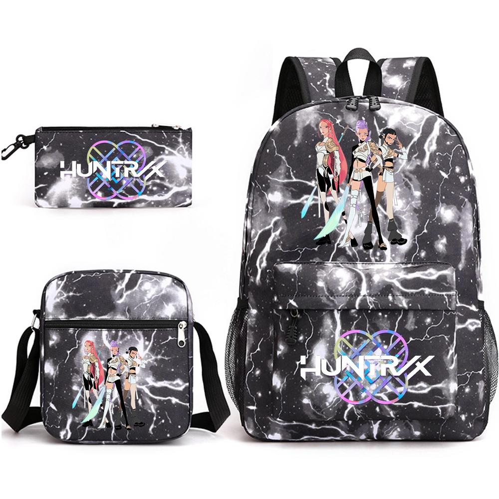 3Pcs/set Anime Printed Backpack with Shoulder Bag Pencil Case for Teenager Student Boy Girl SchoolBag Large Capacity Waterproof Bookbag Kid Gift