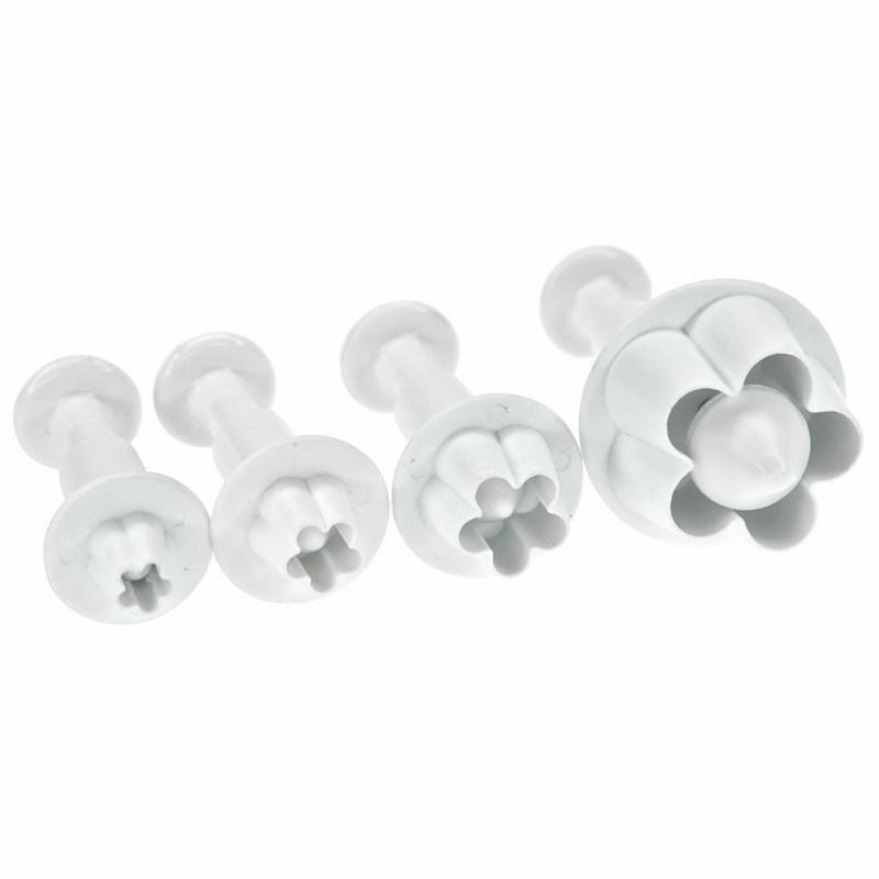 4 ks DIY Pečení Květinová Forma Set Květ Švestky Vykrajovátko 5-Lístková Fondánová Raznice Pružinové Nástroje na Zdobení Dortů