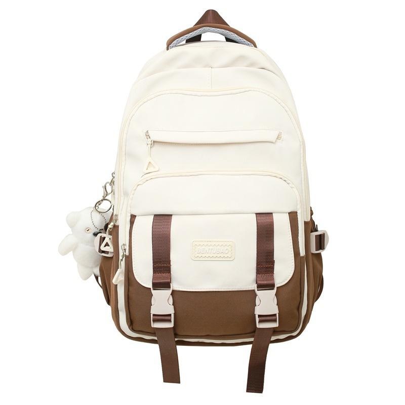 

2025 college style soft girl color scheme student schoolbag simple letter Korean version junior high school backpack Single Pack темно-коричневого