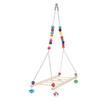 Bird Natural Wooden Chicken Swing Ladder Stand Toys Colourful Beads Chewing Biting Playing