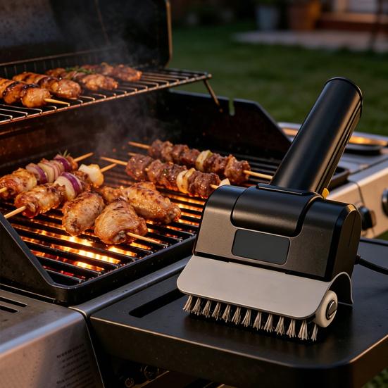 Spazzola Elettrica per Griglia Testa in Acciaio Inossidabile Pulitore Elettrico Senza Fili Ricaricabile Pulizia Profonda Strumenti per Griglia BBQ