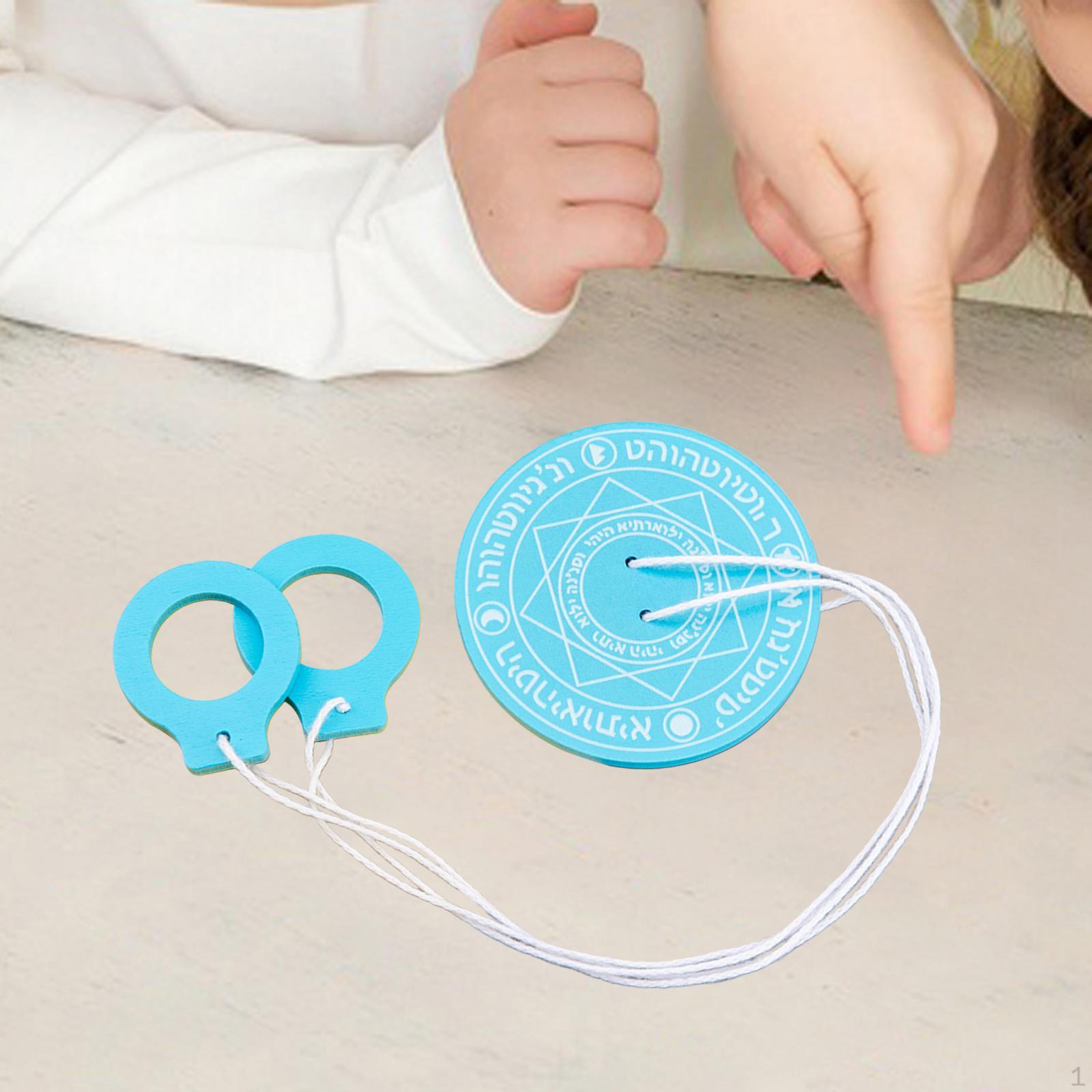 Children s Wooden Flywheel Toy Traditional Mini Size Easy Storage Smooth Surface for Children Blue