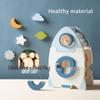 Montessori Wooden Rocket: Early Education 5-in-1 Shape & Bead Matching Toy Set for Children.