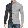 Men's Plus Size Color Block Buckle Knit Cardigan - High-Neck Long Sleeve Sweater for Autumn/Winter