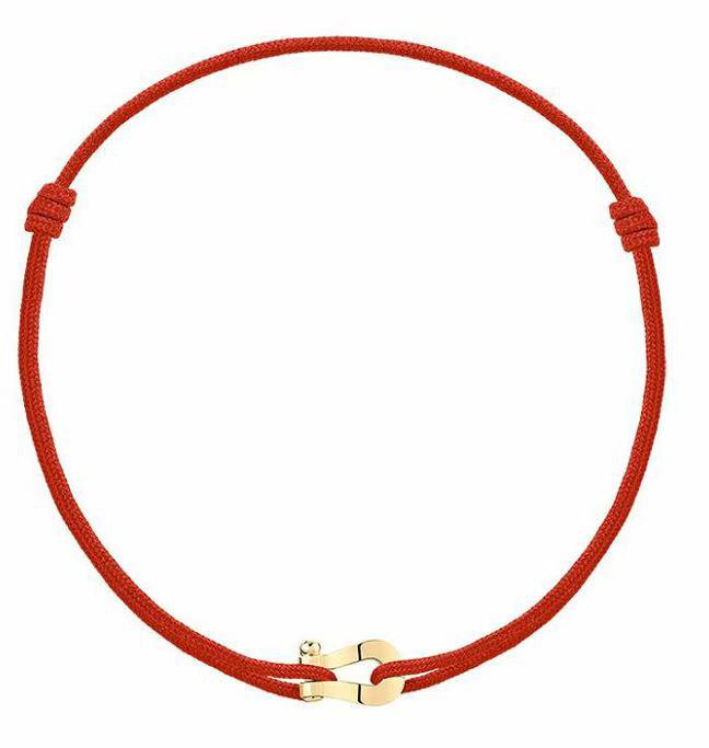 18K Gold Horseshoe Buckle Red String Bracelet - Fashionable and Exquisite Classic with Sterling Silver Detailing
