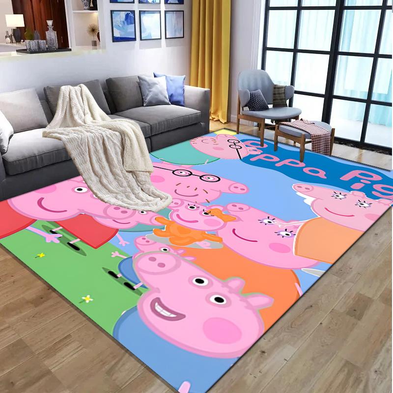 Peppa Pig Pattern Rug, Indoor/Outdoor Mat, for Picnic, Gameroom, Bedroom, Office, Living Room, Home Decor Carpet, Birthday Gift