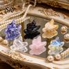 Ornamento de Pedra com Cabeça de Lobo de Ametista Escultura de Paisagem em Miniatura Textura de Cristal Contas DIY Feitas à Mão e Design Polido Decorativo para Pulseiras