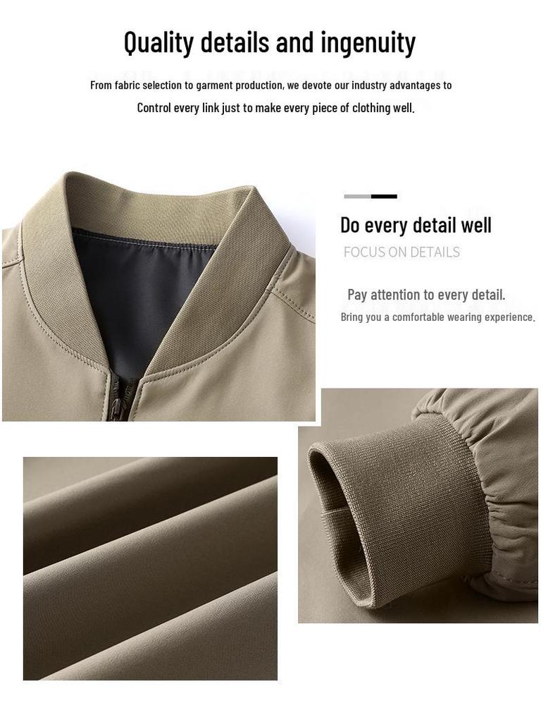 Autumn 2025 Men's Stand Collar Loose Fit Jacket - Urban Solid Color, Long Sleeve, Simple Style