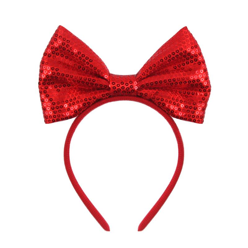 

Классический красный 6-дюймовый большой бант с пайетками Повязка на голову для девочек День рождения Фестиваль Ободок Детская вечеринка Косплей DIY Аксессуары для волос Женщина
