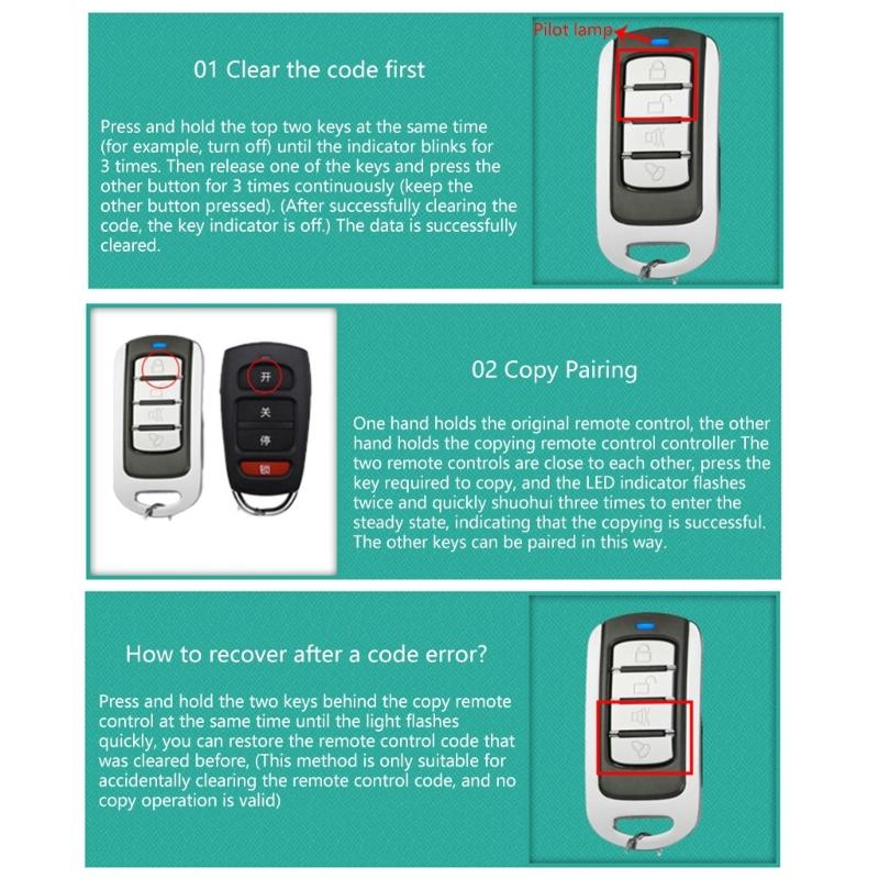 Set of 4 Wireless Remote Controls Plastic Wireless Remote Controllers Remote Control Openers Upgrades for Garage Door