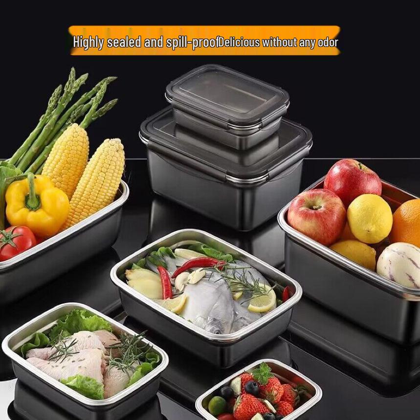 304 Stainless Steel Square Lunch and Storage Box with Lid