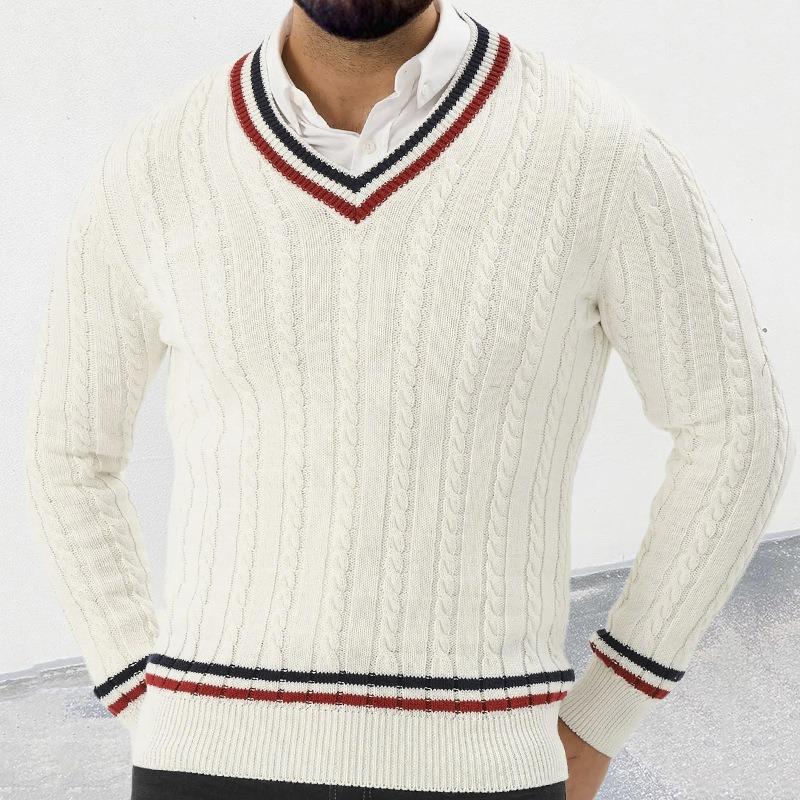 V-neck Long-sleeved Slim-fit Pullover Knit Sweater, New Autumn/winter Style