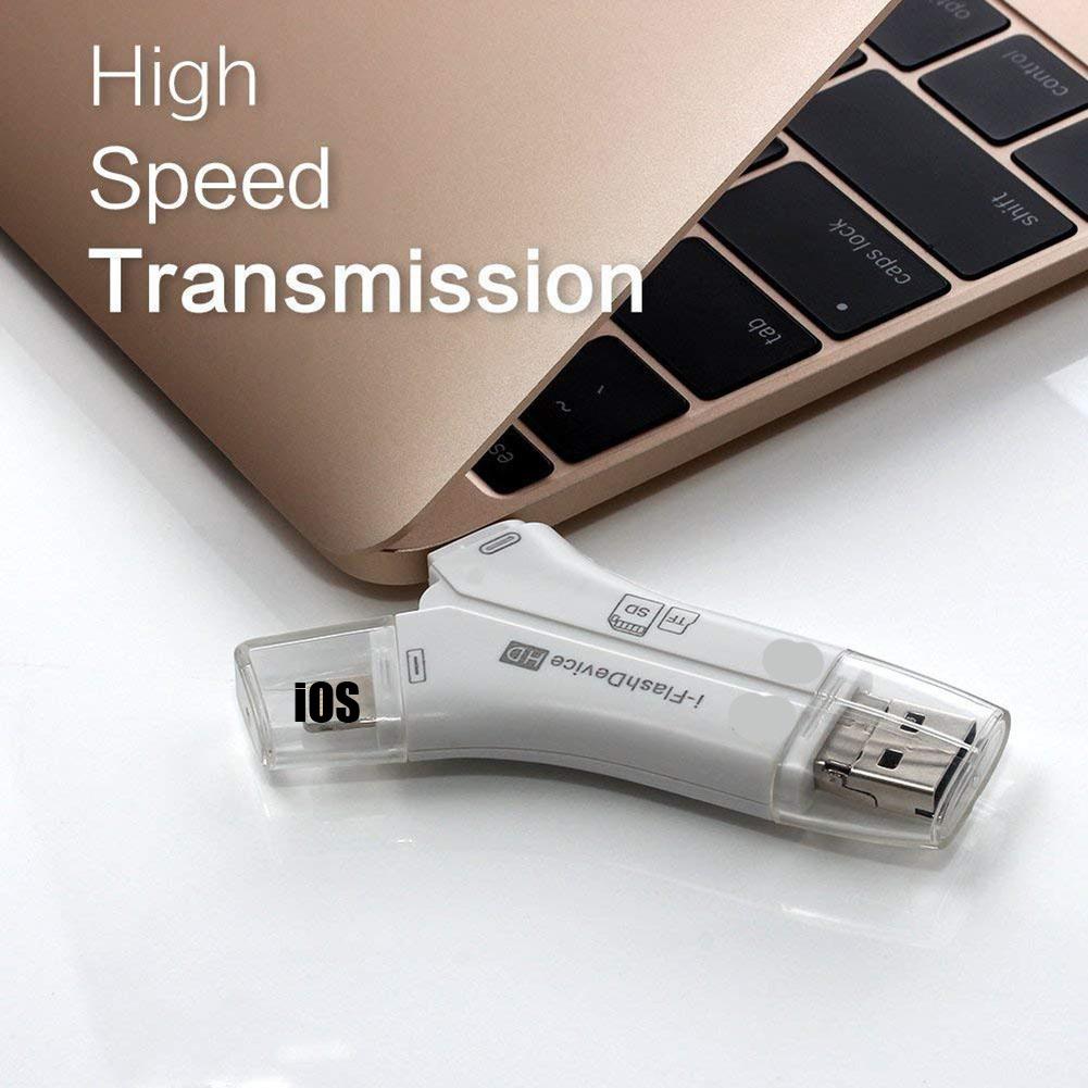 4-in-1 Otg Card Reader Universal Multi-functional Mobile Phone Tf Sd Camera Multi Interface Card Reader (with App)
