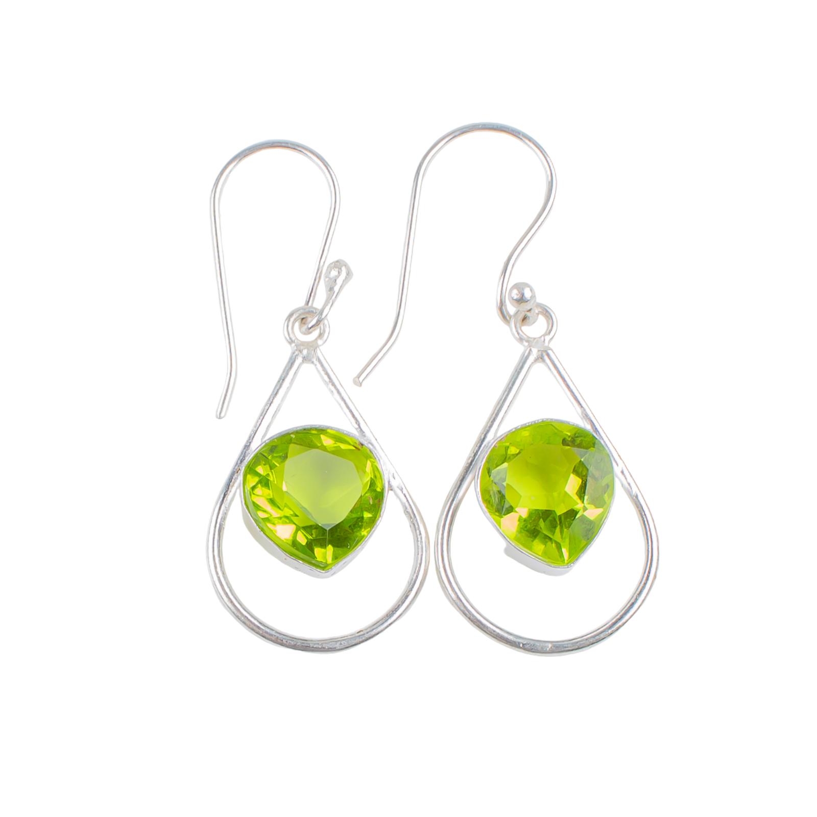 

925 Sterling Silver Peridot Gemstone Handcrafted Jewelry Earrings 1.50 For Women EE-38-1