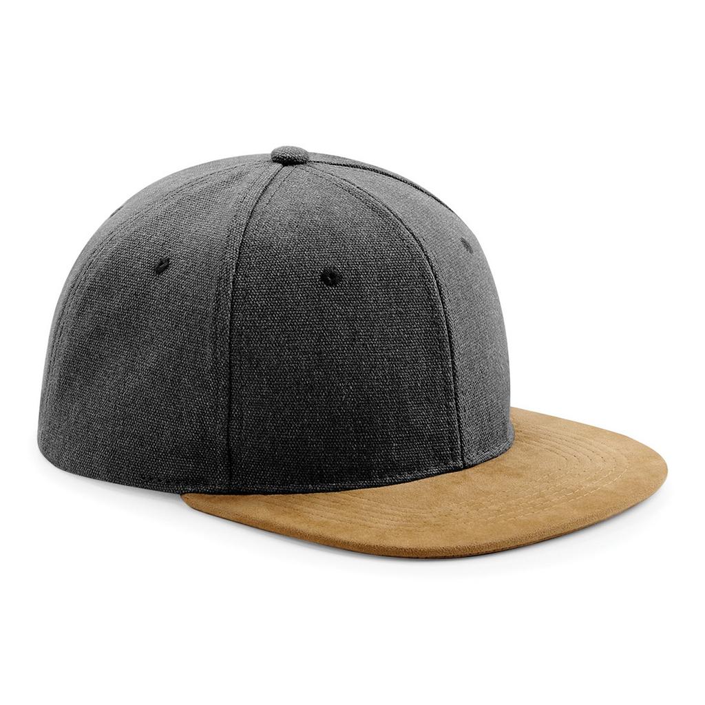 Beechfield Unisex Faux Suede Peak Snapback Cap (Pack of 2)