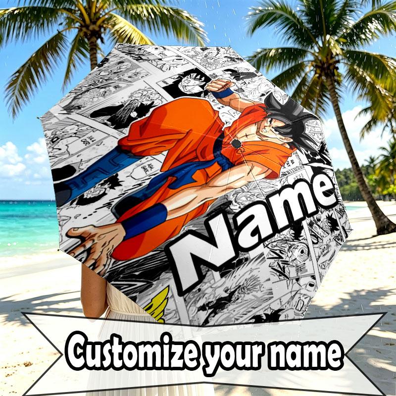 Parapluie Personnalisé Nom Personnalisé Imprimé DRAGON BALL, Ouverture/Fermeture Automatique, Structure Robuste à 8 Baleines, Utilisation Quotidienne, Camping, Randonnée, Cadeau d'Anniversaire