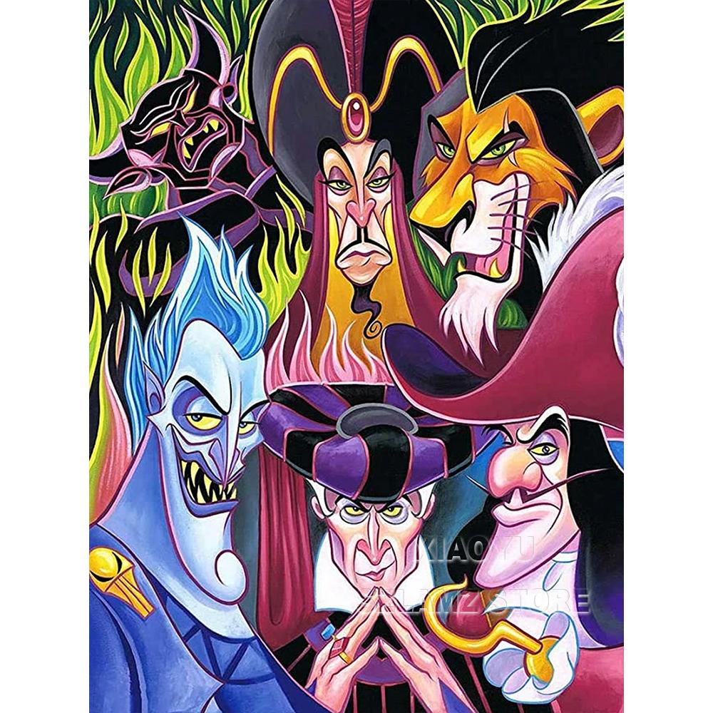 5D DIY Disney Diamond Painting Villains Evil Queen Full Round Cross Stitch Cartoon Art Diamond Embroidery Home Decor