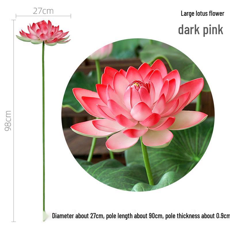 Duży sztuczny kwiat lotosu i liść do dekoracji stawu i jako rekwizyty do tańca, zielona łodyga