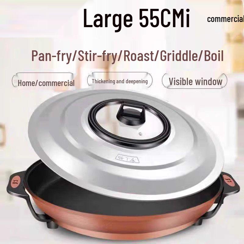 Extragroße antihaftbeschichtete elektrische Grillplatte: Multifunktionale Pfanne zum Frittieren & Backen für Pfannkuchen & Roti