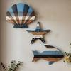 3 Pcs Wood Fish Shell Starfish Beach Wall Decor Rustic Nautical Lake House Hanging Sculpture Ocean Coastal Theme Wall Art for Bathroom Bedroom