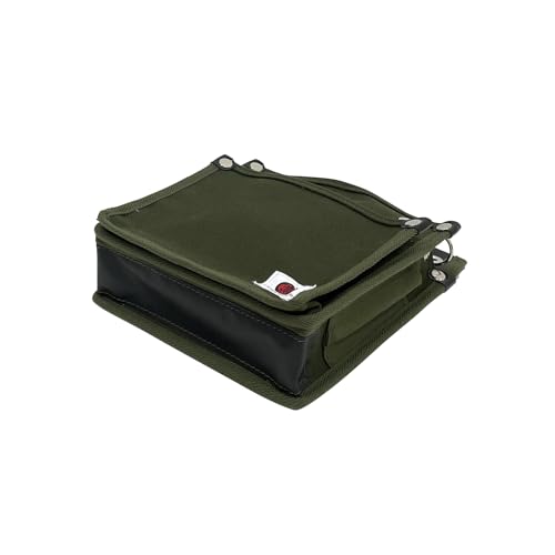 SK11 Canvas Two-Tier Tobi Waist Pouch (National Defense Model TSH-2D-DG) - Slim, Crush-Resistant Bellows Construction, Reinforced Bottom, and Inner Po