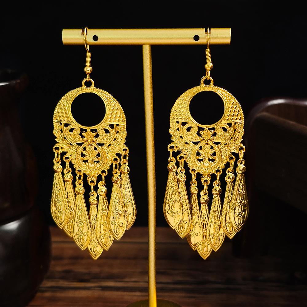 Fashion Ladies' Bohemian Bell Tassel Lady 1 Pair Earrings Leaf Pendant Earring Unique